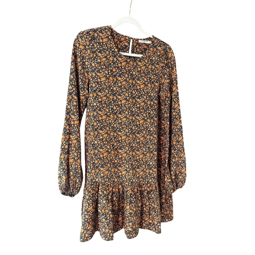 Mes Demoiselles Paris Women's 100% Silk Floral Ruffle Mini Dress Size 38 S/M